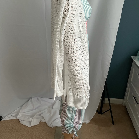 Pointelle-Knit Open-Front Cardigan, - Picture 7 of 7